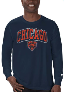 Starter Chicago Bears Navy Blue Arch Name Long Sleeve T Shirt