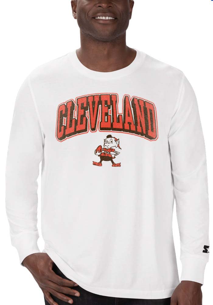 Starter Cleveland Browns White Arch Name Long Sleeve T Shirt