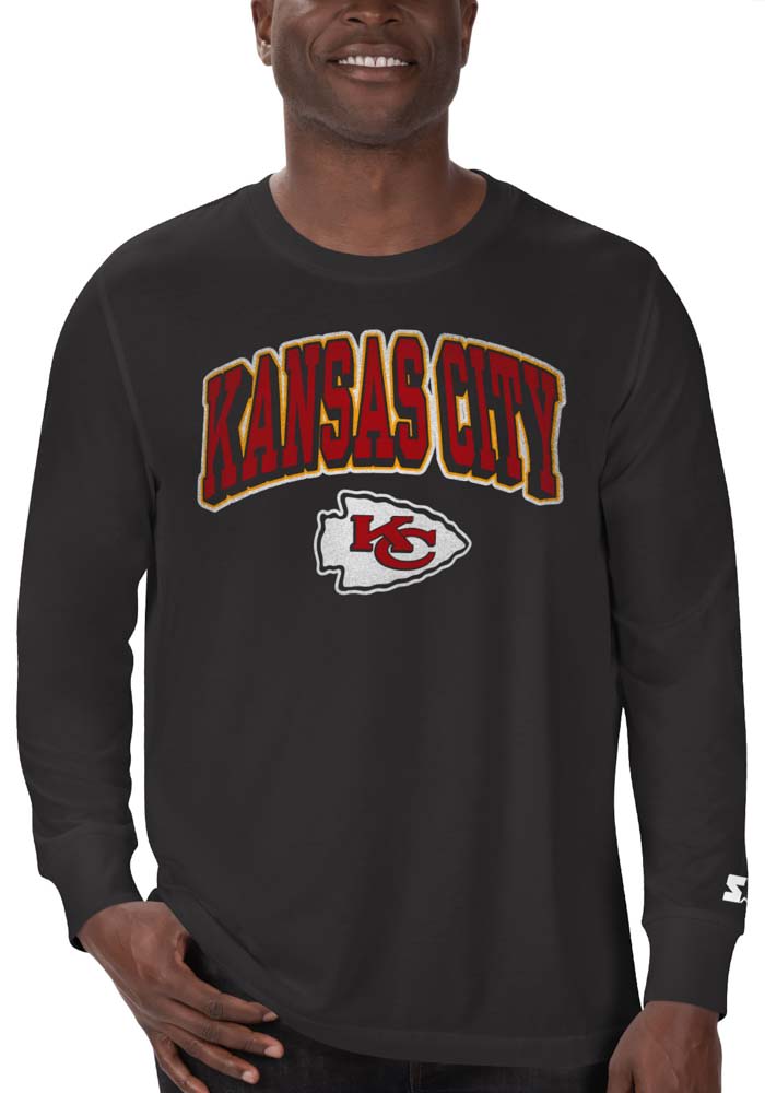 Starter Kansas City Chiefs Black Arch Name Long Sleeve T Shirt