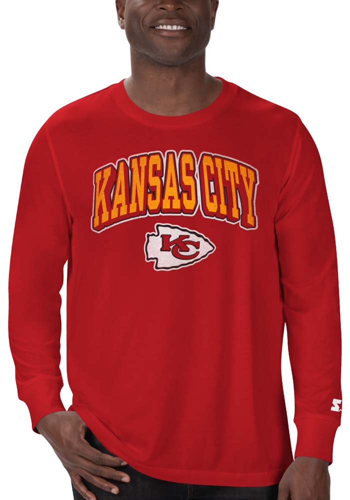Starter Kansas City Chiefs Red Arch Name Long Sleeve T Shirt