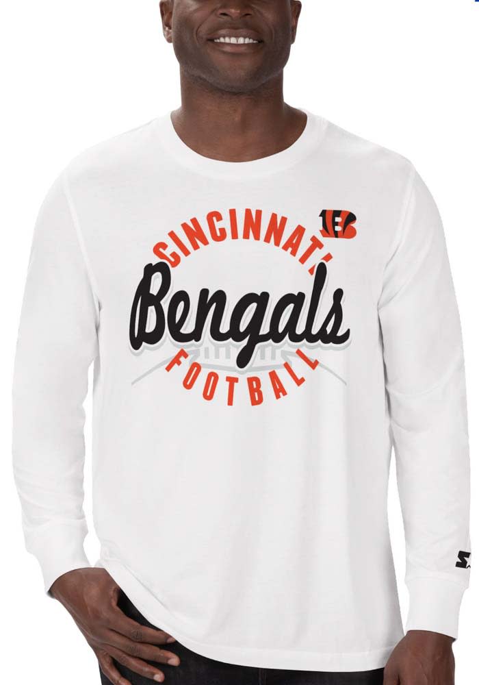 Starter Cincinnati Bengals White Circle Script Long Sleeve T Shirt