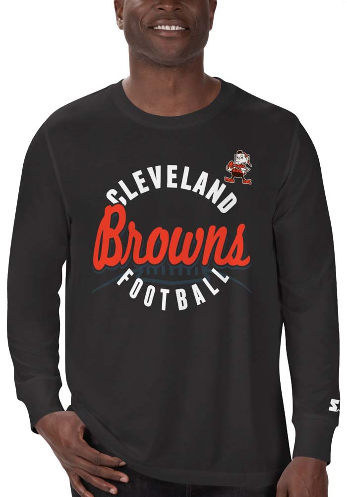 Cleveland Browns Black Circle Script Long Sleeve T Shirt