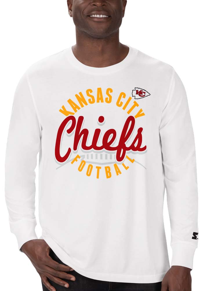 G-III Apparel Group (Starter) Starter Kansas City Chiefs White Circle Script Long Sleeve T Shirt, White, 60% COT/40% Poly, Size 2XL, Rally House