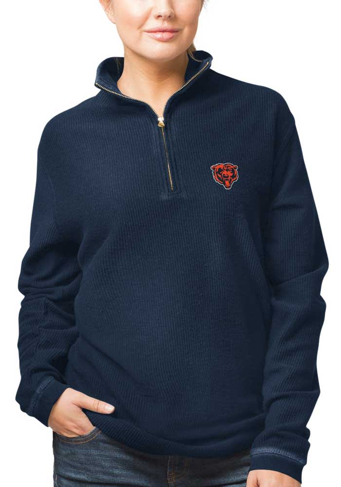 Chicago Bears Womens NAVY Corduroy Long Sleeve Qtr Zip - 9433647