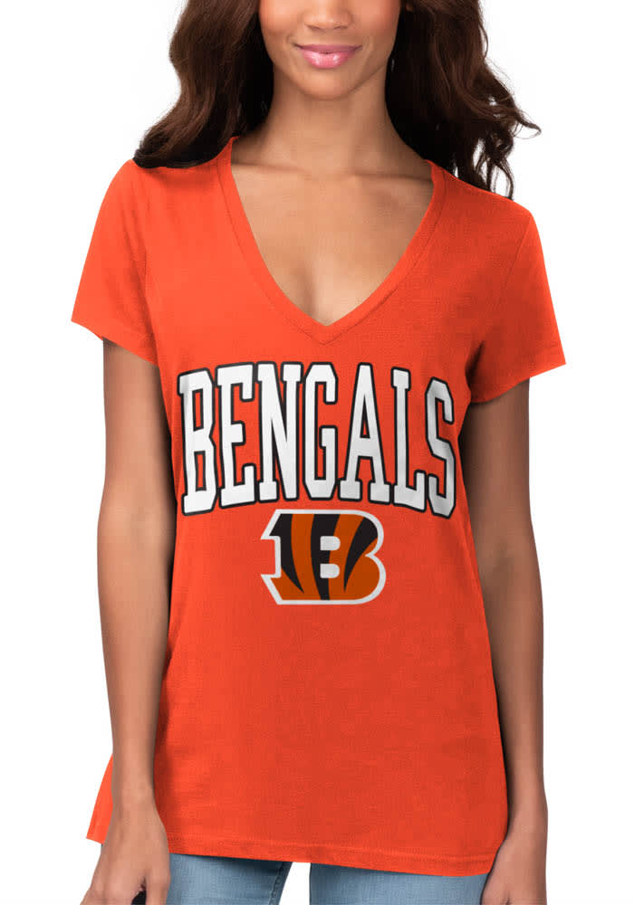 Cincinnati Bengals Womens Orange Fair Catch Short Sleeve T-Shirt