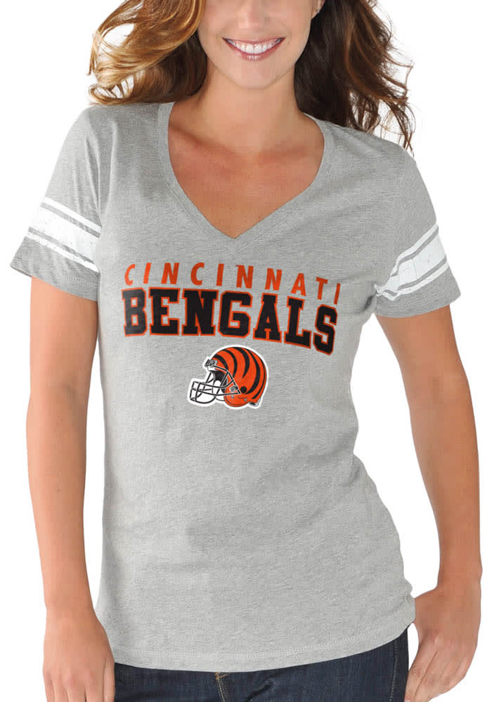 Cincinnati Bengals Womens Grey First Pick Short Sleeve T-Shirt