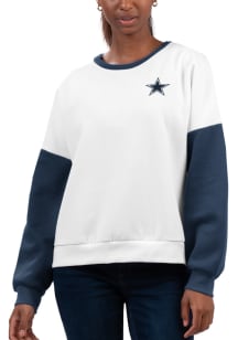 Dallas Cowboys Womens White A-Game Crew Sweatshirt