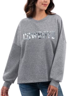 Dallas Cowboys Womens Grey Shining Crew Sweatshirt