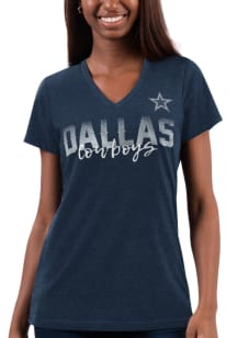 Dallas Cowboys Womens Navy Blue Snap Short Sleeve T-Shirt