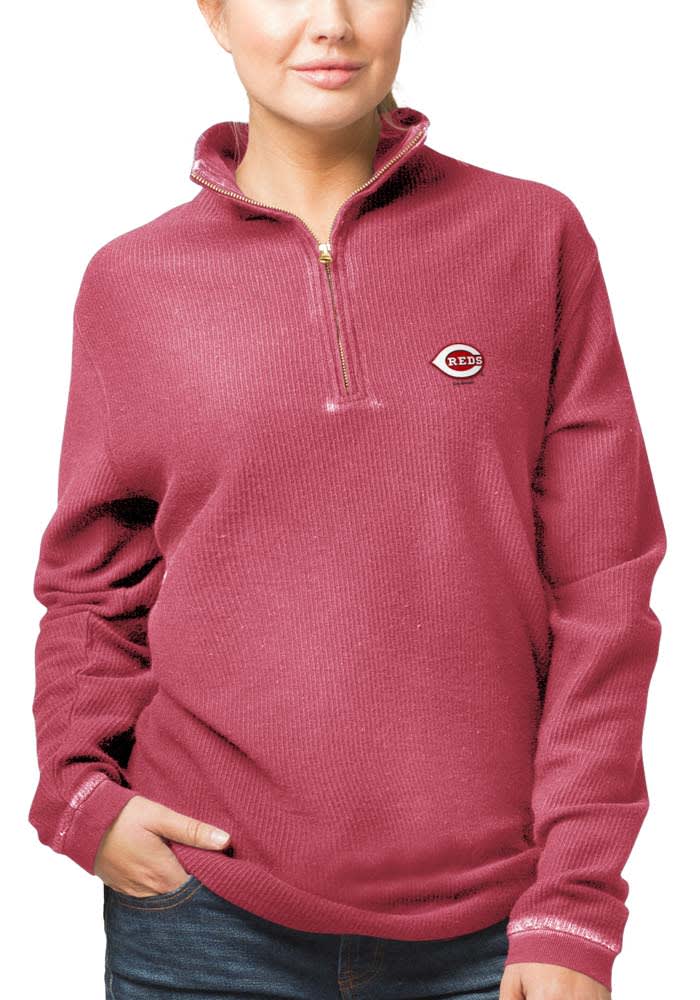 Cincinnati Reds Womens Red Corduroy 1/4 Zip Pullover