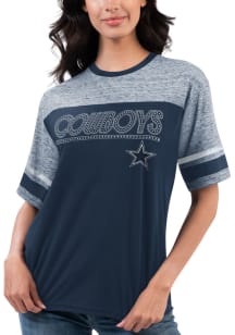 Dallas Cowboys Womens Navy Blue Track Short Sleeve T-Shirt