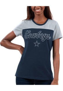 Dallas Cowboys Womens Navy Blue Cheer Short Sleeve T-Shirt