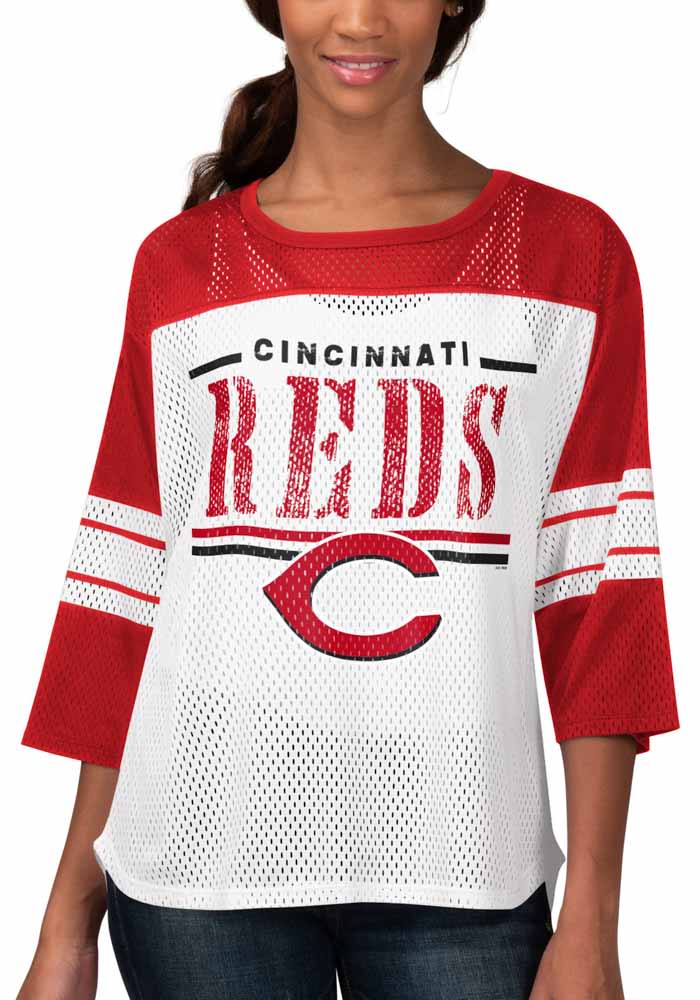 Cincinnati Reds Nike Rewind 3/4-Sleeve T-Shirt - White/Red