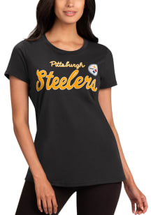 Pittsburgh Steelers Womens Black Record Setter Short Sleeve T-Shirt