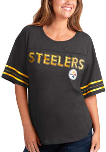 Pittsburgh Steelers Womens Black Extra Point Short Sleeve T-Shirt