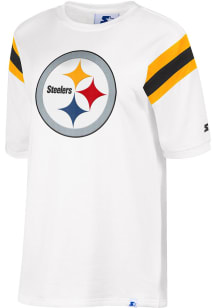 Pittsburgh Steelers Womens White Double Team Short Sleeve T-Shirt