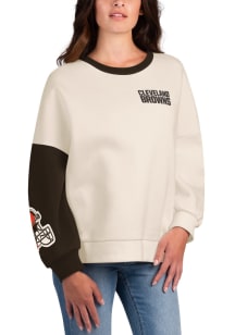 Cleveland Browns Womens White Interception Crew Sweatshirt