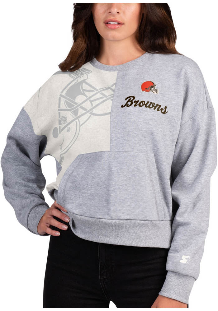 New Era Cleveland Browns Womens Grey Cozy Crew Sweatshirt