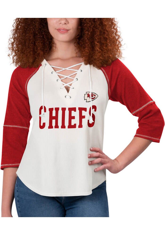 Black Women's Chiefs Glitter Jersey Shirt with Red Lettering, KC Football