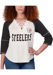 Pittsburgh Steelers Womens White Rebel LS Tee