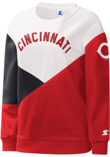 Starter Cincinnati Reds Womens White Shutout Crew Sweatshirt