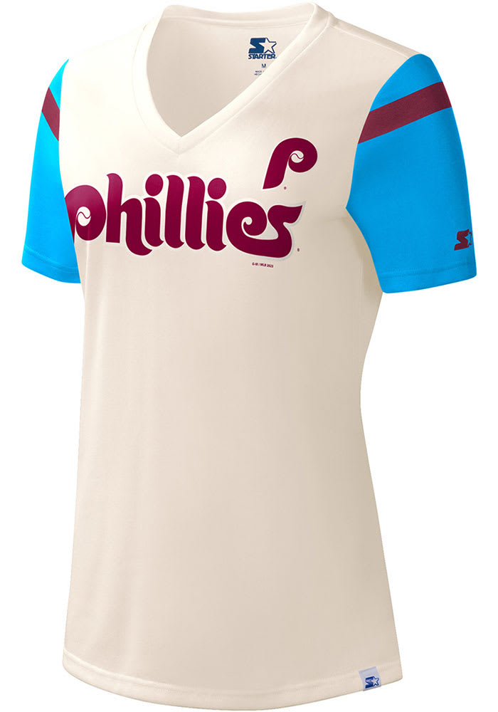 Women's Philadelphia Phillies Starter Light Blue/White Kick Start Historic  Logo T-Shirt
