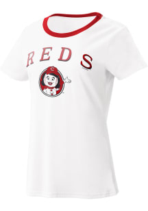 Cincinnati Reds Womens White Power Play Short Sleeve T-Shirt