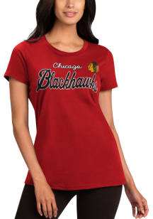 Chicago Blackhawks Womens Red Record Setter Short Sleeve T-Shirt