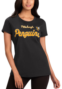 Pittsburgh Penguins Womens Black Record Setter Short Sleeve T-Shirt