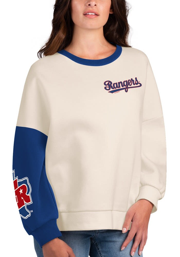 Antigua Women's Texas Rangers White Victory Crew Pullover