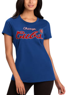 Chicago Cubs Womens Blue Record Setter Short Sleeve T-Shirt