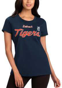Detroit Tigers Womens Navy Blue Record Setter Short Sleeve T-Shirt