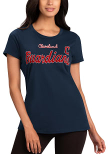 Cleveland Guardians Womens Navy Blue Record Setter Short Sleeve T-Shirt