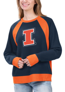 Illinois Fighting Illini Womens Navy Blue Game Plan Crew Sweatshirt