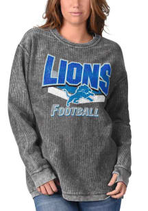 Detroit Lions Womens Black Cozy Crew Sweatshirt