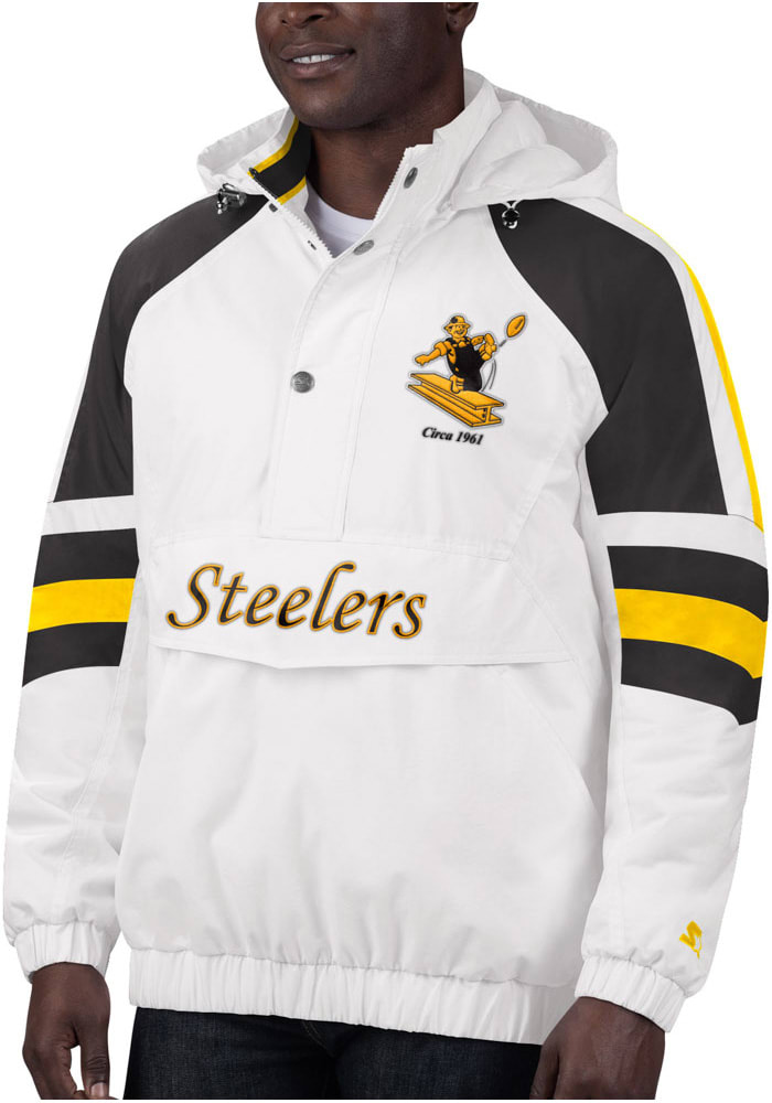 Starter Pittsburgh Steelers Black Power Play Pullover Jackets, Black, 100% Nylon, Size XL, Rally House