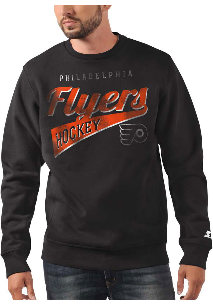 Starter Philadelphia Flyers Mens Black Fleece Long Sleeve Crew Sweatshirt