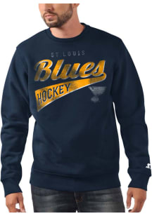 Starter St Louis Blues Mens Blue Fleece Long Sleeve Crew Sweatshirt