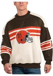 Starter Cleveland Browns Mens White DEFENSE Long Sleeve Fashion Sweatshirt