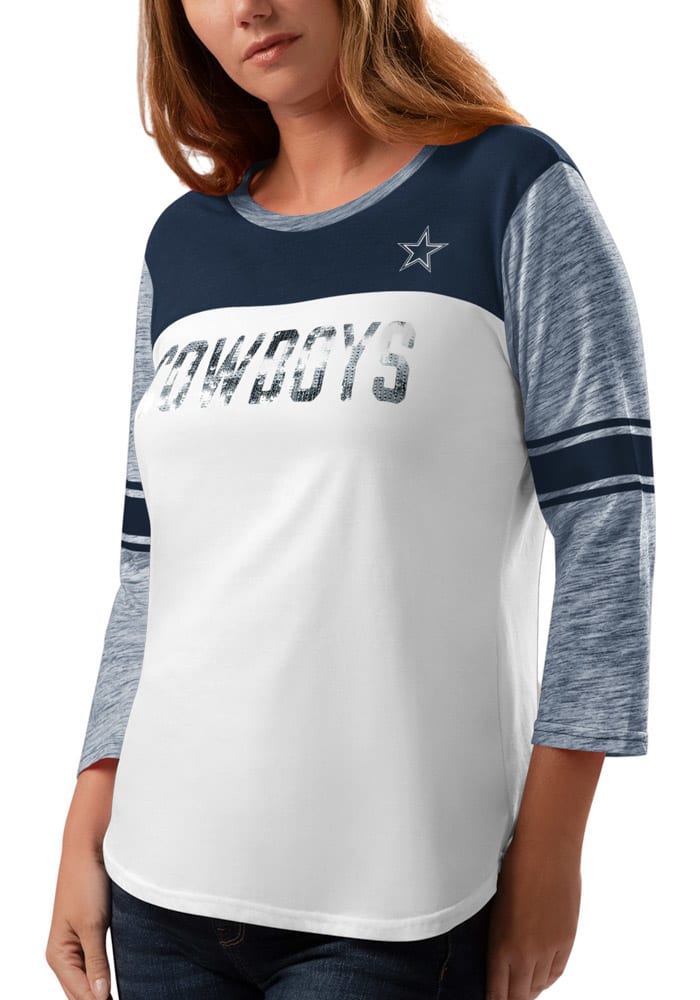 Nike Dallas Cowboys Womens White Sleeve Stripe 3/4 Raglan LS Tee