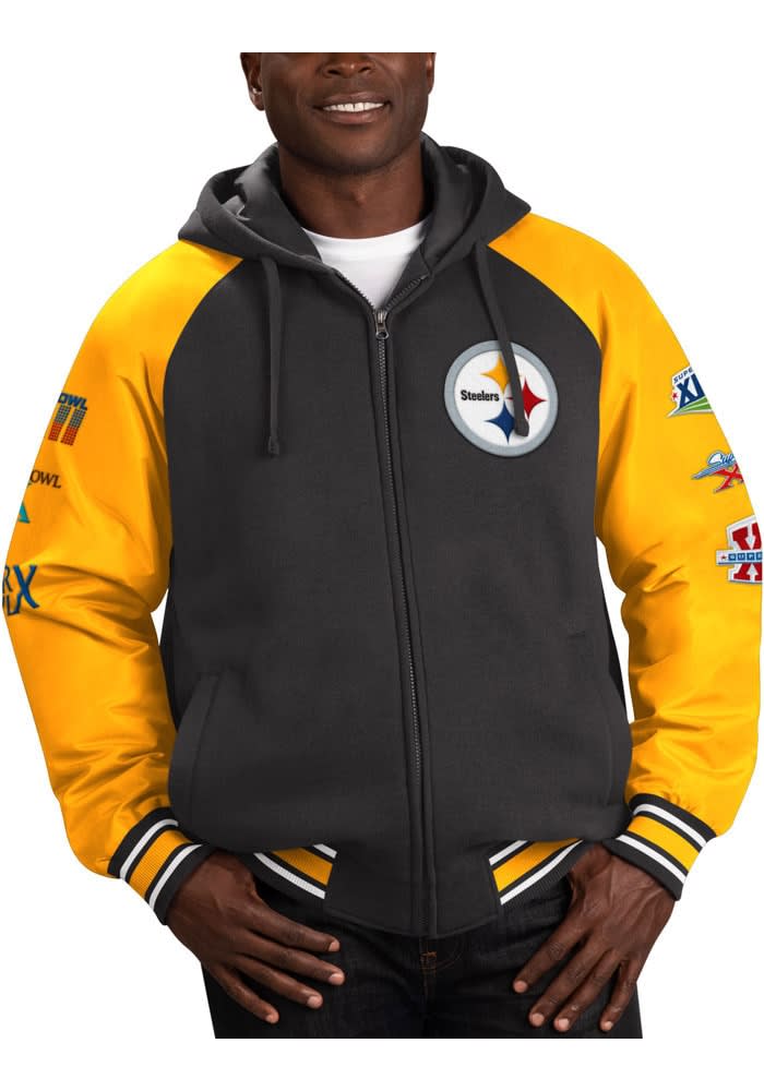 Antigua Pittsburgh Steelers Mens Black Golf Medium Weight Jacket