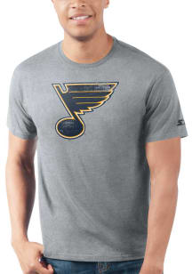 Starter St Louis Blues Grey Prime Time Logo Short Sleeve T Shirt