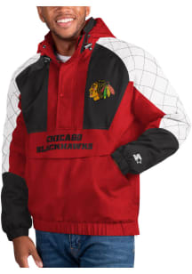 Starter Chicago Blackhawks Mens Red The Body Check Pullover Jackets