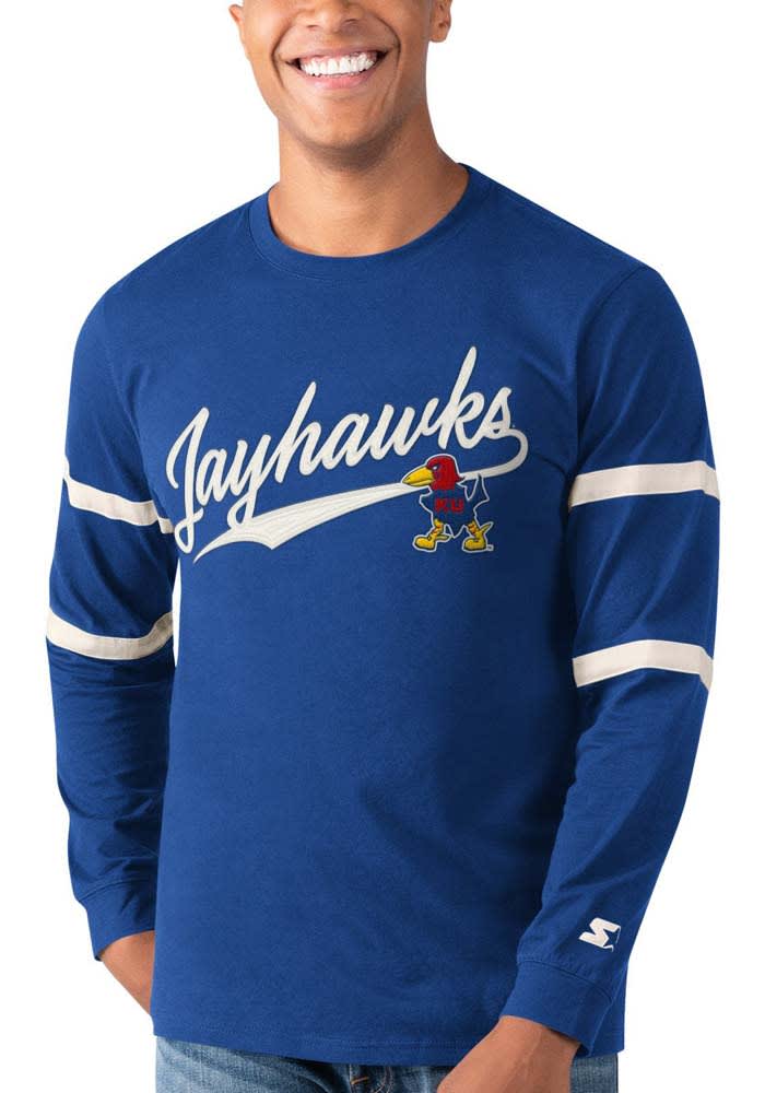 Kansas Jayhawks Mens Blue Knitt Pullover Long Sleeve Sweater