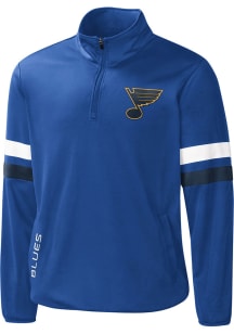 St Louis Blues Mens Blue PLAYER OPTION Long Sleeve 1/4 Zip Pullover