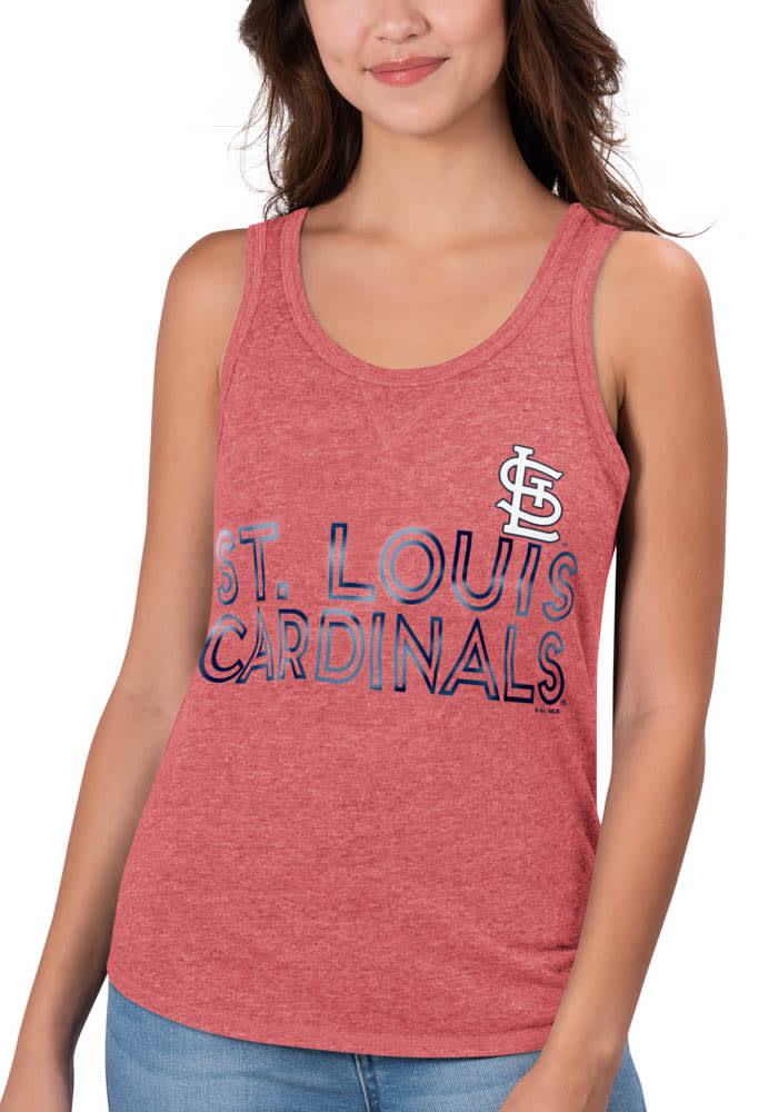 St. Louis Cardinals New Era Women's Pinstripe Scoop Neck Tank Top -  White/Red