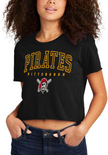 Pittsburgh Pirates Womens Black Crop Short Sleeve T-Shirt