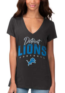 Detroit Lions Womens Black Fair Catch Short Sleeve T-Shirt
