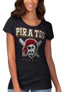 Pittsburgh Pirates Womens Black Endzone Short Sleeve T-Shirt