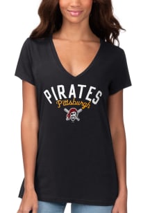 Pittsburgh Pirates Womens Black Fair Catch Short Sleeve T-Shirt